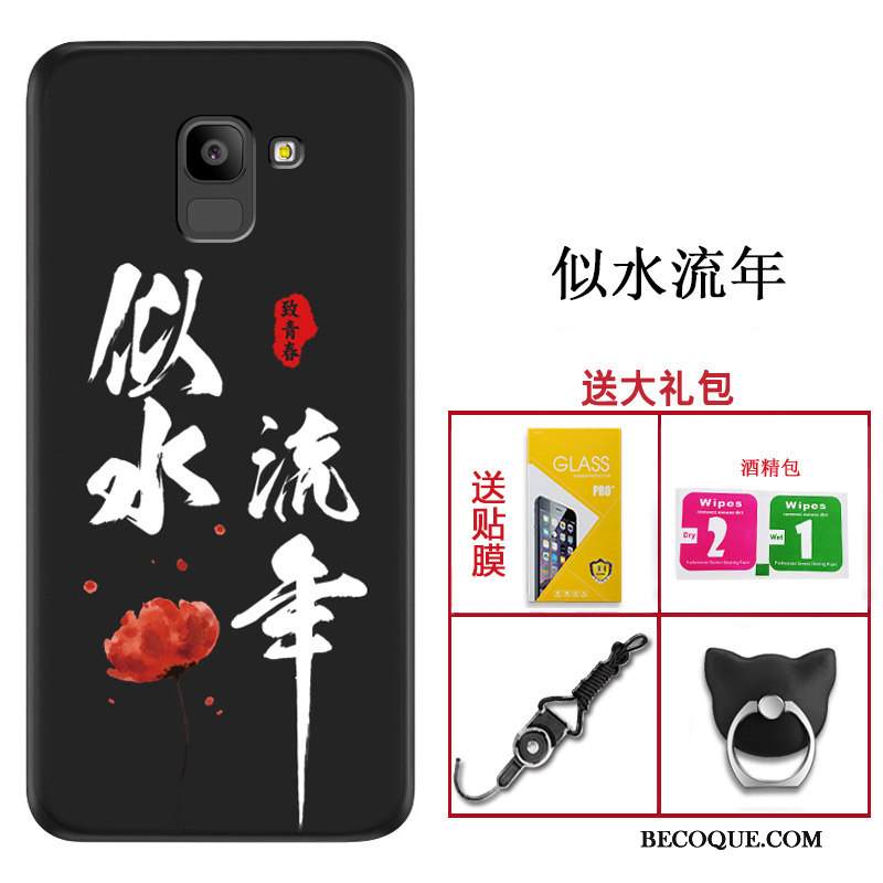 Kuori Samsung Galaxy A8 2018 Laukut Trendi Puhelimen Kuoret, Kotelo Samsung Galaxy A8 2018 Pehmeä Neste Musta