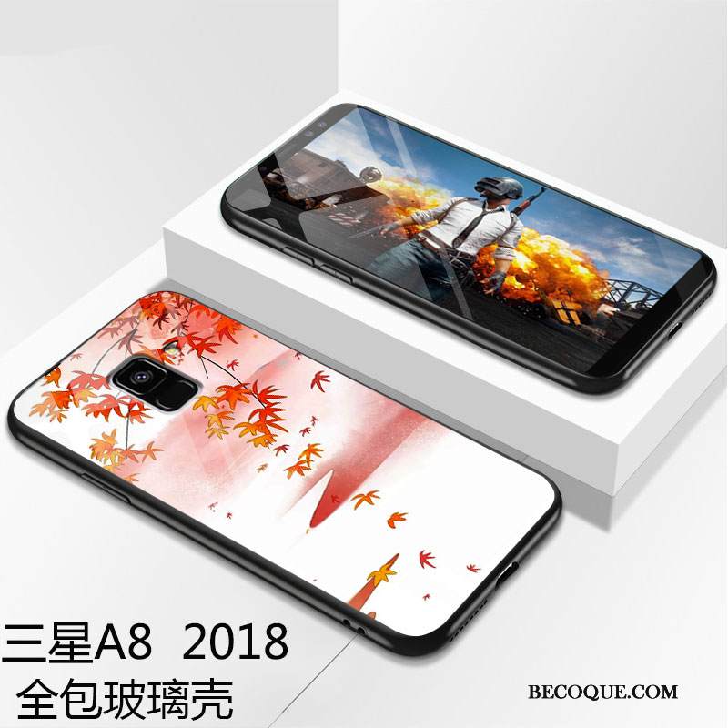 Kuori Samsung Galaxy A8 2018 Laukut Vihreä Lasi, Kotelo Samsung Galaxy A8 2018 Suojaus Puhelimen Kuoret Murtumaton