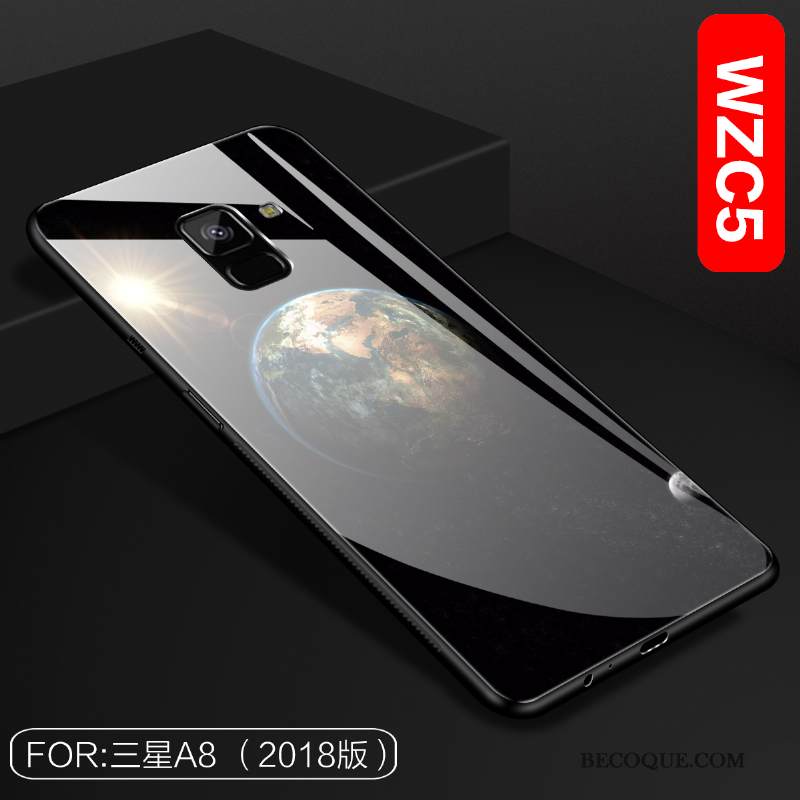 Kuori Samsung Galaxy A8 2018 Monivärinen Lasi Persoonallisuus, Kotelo Samsung Galaxy A8 2018 Laukut Peili Murtumaton