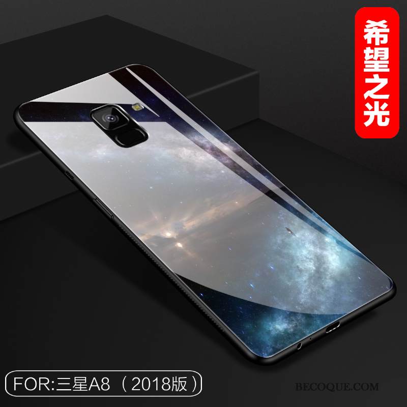 Kuori Samsung Galaxy A8 2018 Monivärinen Lasi Persoonallisuus, Kotelo Samsung Galaxy A8 2018 Laukut Peili Murtumaton