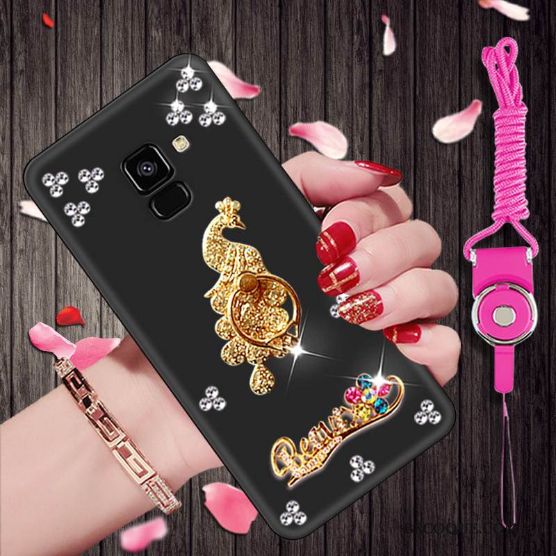 Kuori Samsung Galaxy A8 2018 Pehmeä Neste Puhelimen Kuoret Pesty Suede, Kotelo Samsung Galaxy A8 2018 Sarjakuva Trendi Musta