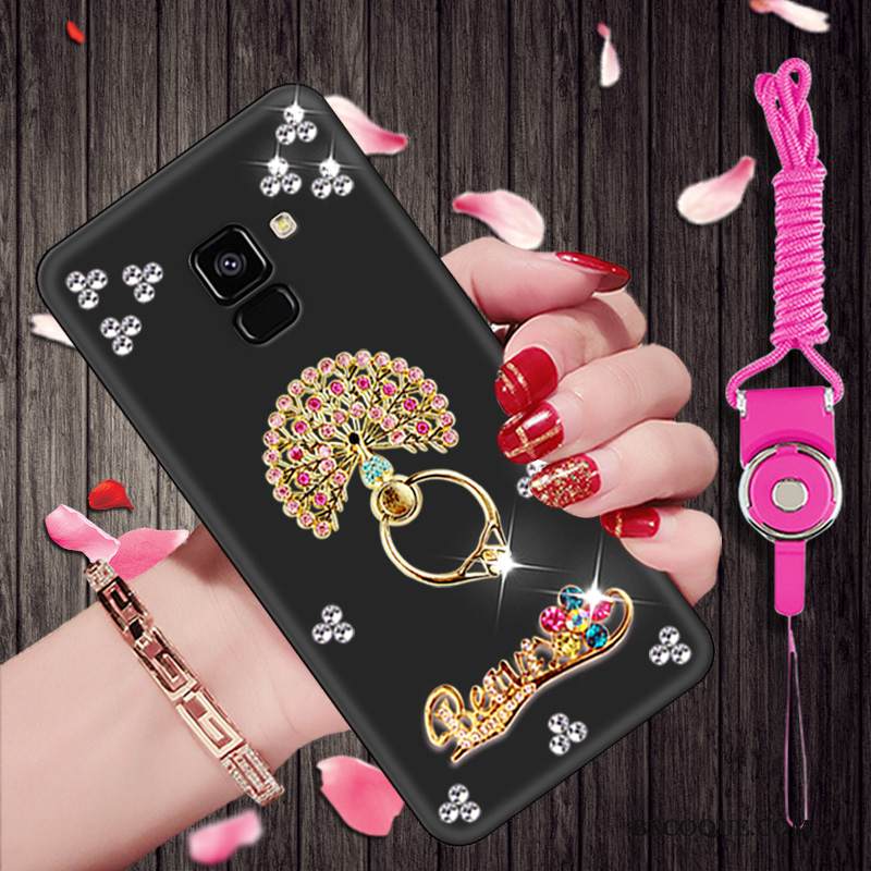 Kuori Samsung Galaxy A8 2018 Pehmeä Neste Puhelimen Kuoret Pesty Suede, Kotelo Samsung Galaxy A8 2018 Sarjakuva Trendi Musta