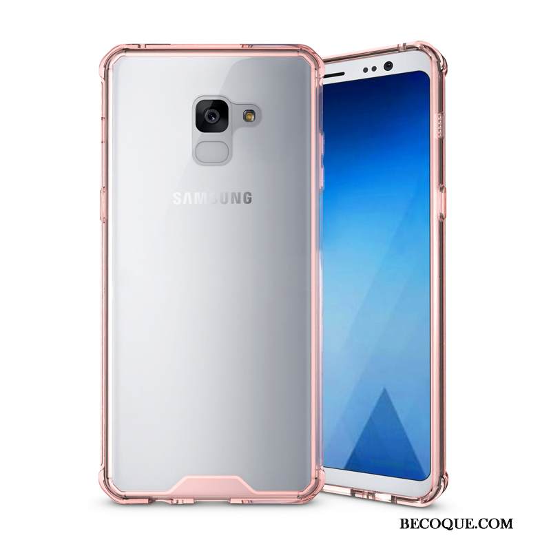 Kuori Samsung Galaxy A8 2018 Pehmeä Neste Suupaltti Läpinäkyvä, Kotelo Samsung Galaxy A8 2018 Suojaus Kehys Musta