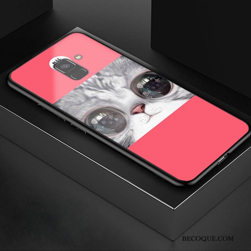 Kuori Samsung Galaxy A8 2018 Suojaus Lasi Sininen, Kotelo Samsung Galaxy A8 2018 Pehmeä Neste Puhelimen Kuoret Murtumaton