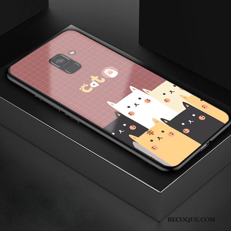 Kuori Samsung Galaxy A8 2018 Suojaus Lasi Sininen, Kotelo Samsung Galaxy A8 2018 Pehmeä Neste Puhelimen Kuoret Murtumaton