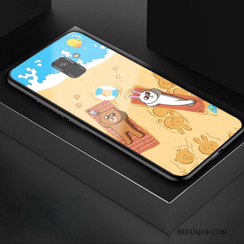 Kuori Samsung Galaxy A8 2018 Suojaus Lasi Sininen, Kotelo Samsung Galaxy A8 2018 Pehmeä Neste Puhelimen Kuoret Murtumaton