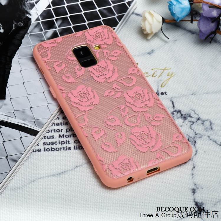 Kuori Samsung Galaxy A8 2018 Suojaus Puhelimen Kuoret Jauhe, Kotelo Samsung Galaxy A8 2018 Laukut Persoonallisuus Pitsi