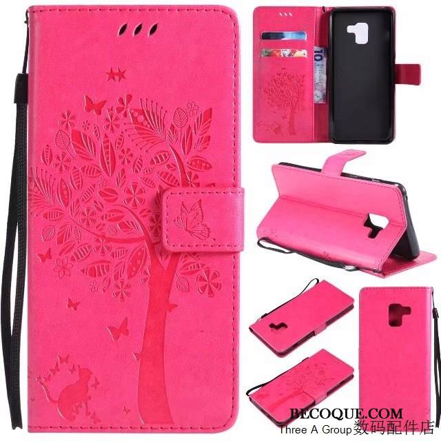 Kuori Samsung Galaxy A8 2018 Suojaus Punainen, Kotelo Samsung Galaxy A8 2018 Nahka