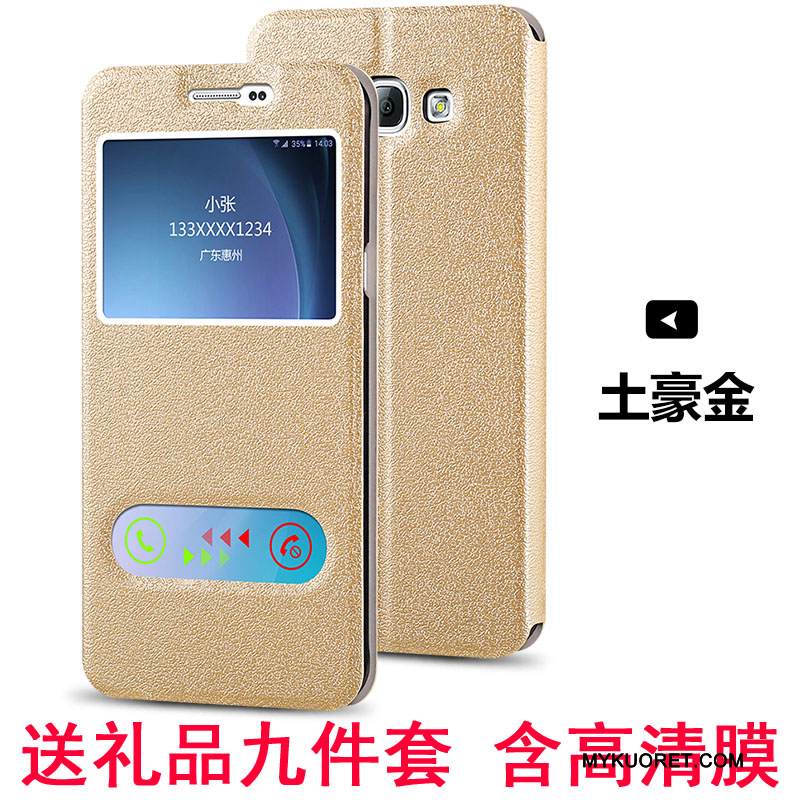 Kuori Samsung Galaxy A8 Kuoret Korkea Murtumaton, Kotelo Samsung Galaxy A8 Nahka Kulta Puhelimen Kuoret