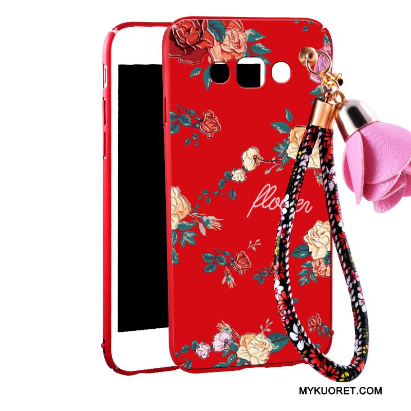 Kuori Samsung Galaxy A8 Laukut Kova Ripustettavat Koristeet, Kotelo Samsung Galaxy A8 Suojaus Punainen Pesty Suede