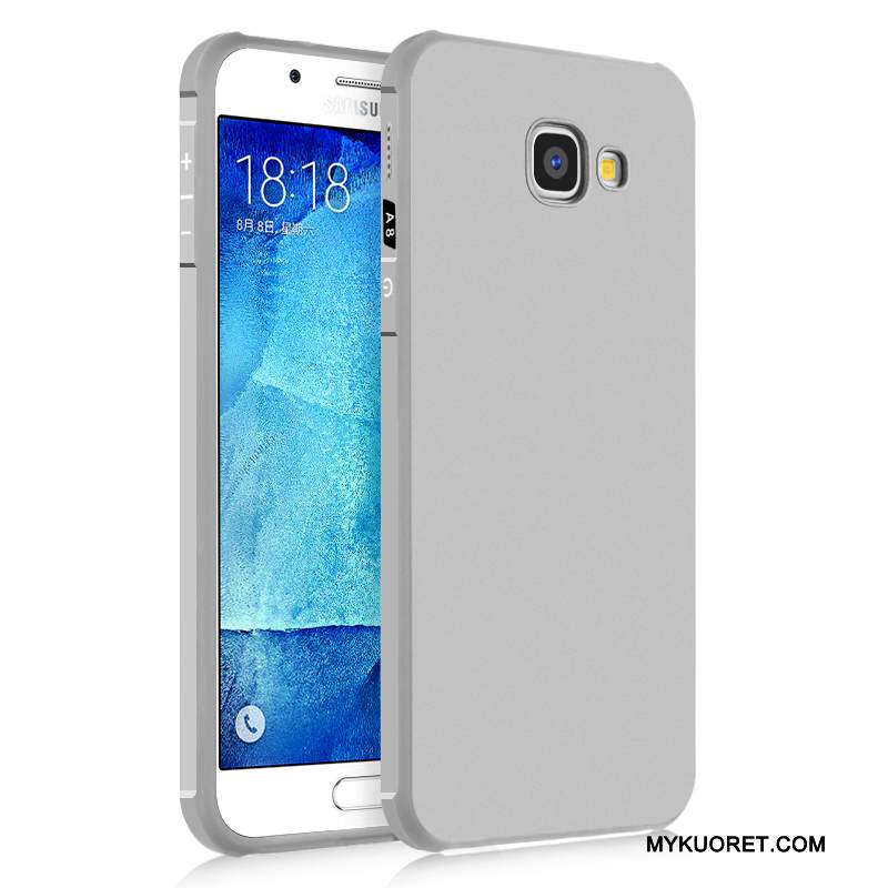 Kuori Samsung Galaxy A8 Laukut Murtumaton Pesty Suede, Kotelo Samsung Galaxy A8 Suojaus Vaalean Harmaa