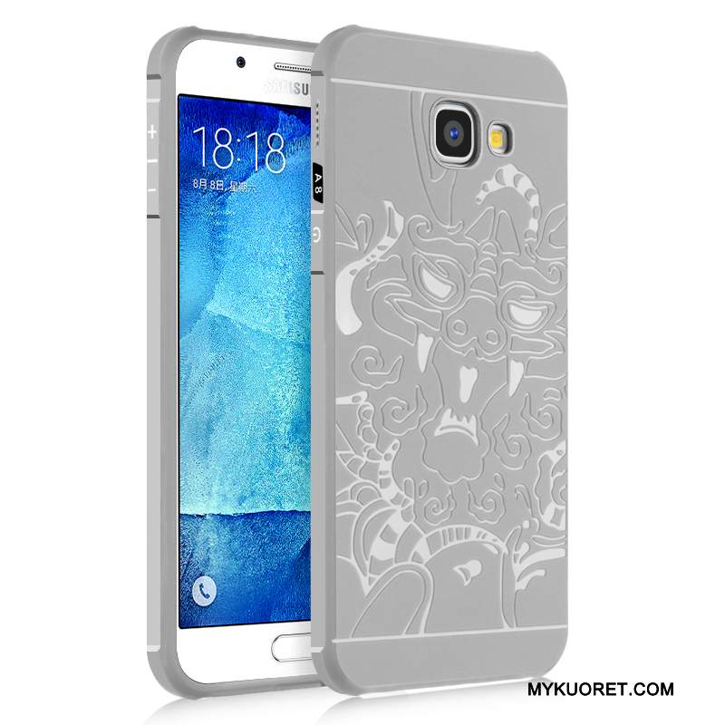 Kuori Samsung Galaxy A8 Laukut Murtumaton Pesty Suede, Kotelo Samsung Galaxy A8 Suojaus Vaalean Harmaa