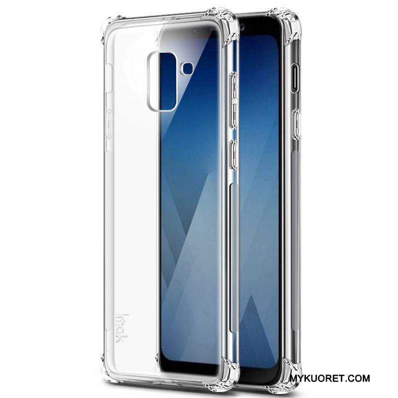 Kuori Samsung Galaxy A8+ Laukut Musta Murtumaton, Kotelo Samsung Galaxy A8+ Pehmeä Neste Puhelimen Kuoret Pesty Suede