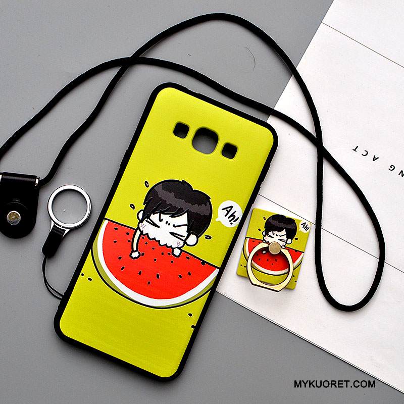 Kuori Samsung Galaxy A8 Sarjakuva Ripustettavat Koristeet Pesty Suede, Kotelo Samsung Galaxy A8 Pehmeä Neste Murtumaton Vihreä