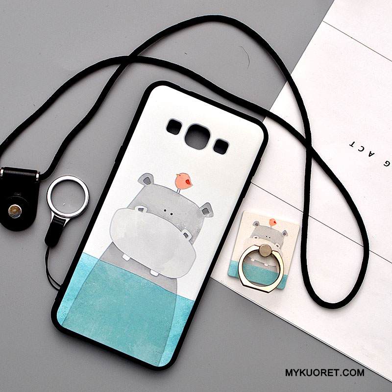 Kuori Samsung Galaxy A8 Sarjakuva Ripustettavat Koristeet Pesty Suede, Kotelo Samsung Galaxy A8 Pehmeä Neste Murtumaton Vihreä