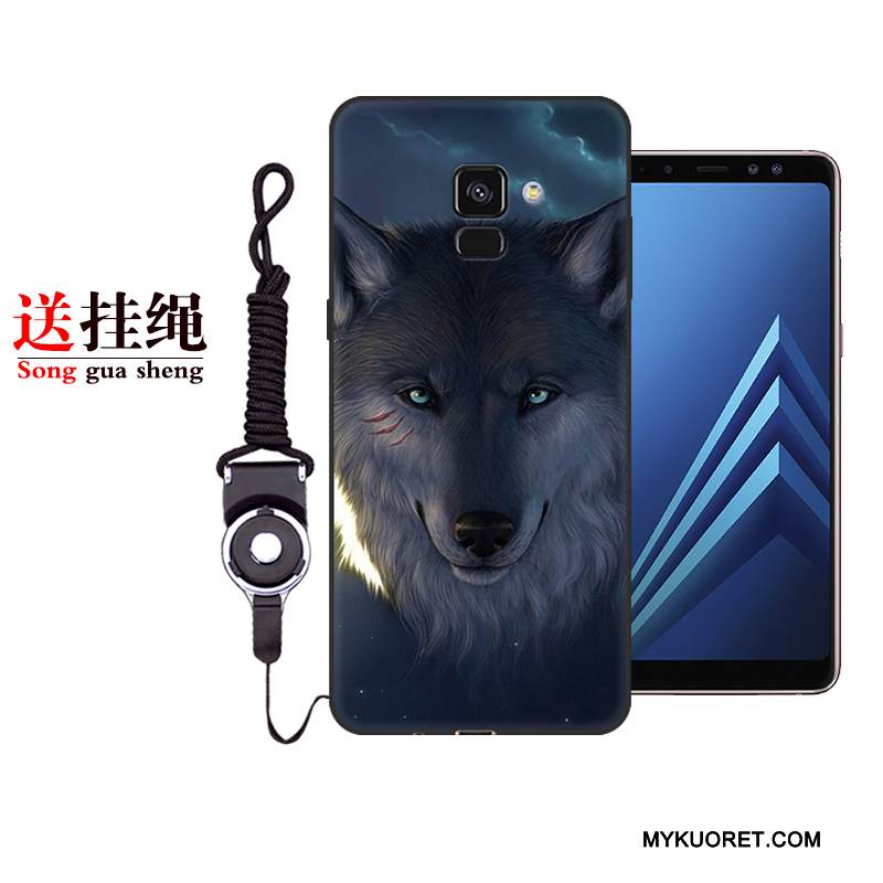 Kuori Samsung Galaxy A8+ Silikoni Persoonallisuus Musta, Kotelo Samsung Galaxy A8+ Suojaus Puhelimen Kuoret Murtumaton