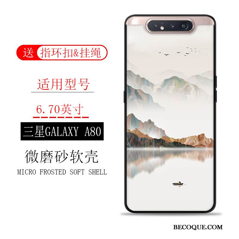 Kuori Samsung Galaxy A80 Laukut Murtumaton Muste, Kotelo Samsung Galaxy A80 Pehmeä Neste Suuntaus Pesty Suede