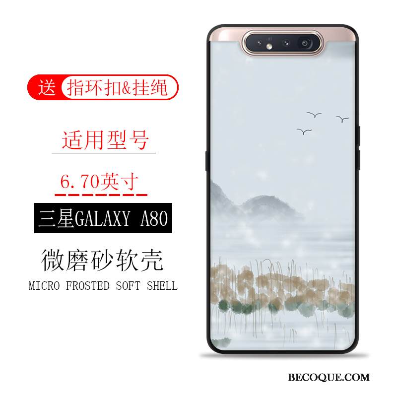 Kuori Samsung Galaxy A80 Laukut Murtumaton Muste, Kotelo Samsung Galaxy A80 Pehmeä Neste Suuntaus Pesty Suede