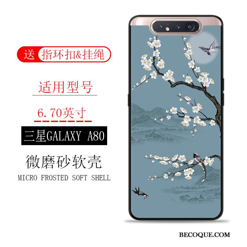 Kuori Samsung Galaxy A80 Laukut Murtumaton Muste, Kotelo Samsung Galaxy A80 Pehmeä Neste Suuntaus Pesty Suede