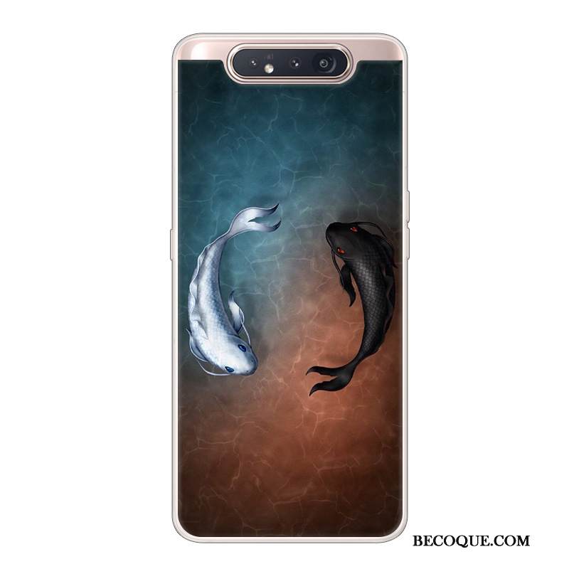 Kuori Samsung Galaxy A80 Luova Puhelimen Kuoret Trendi, Kotelo Samsung Galaxy A80 Sarjakuva Musta Murtumaton