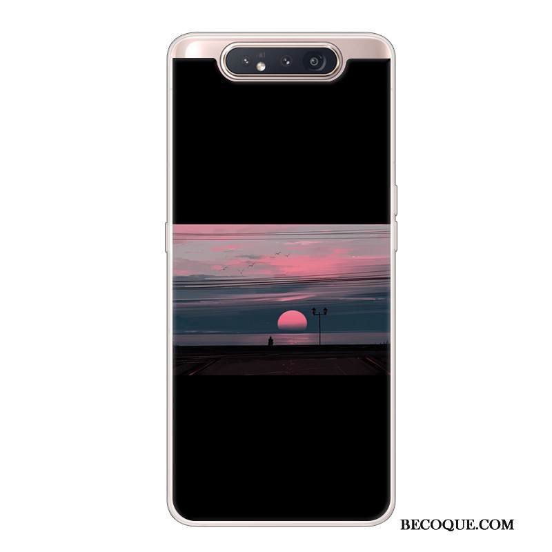 Kuori Samsung Galaxy A80 Luova Puhelimen Kuoret Trendi, Kotelo Samsung Galaxy A80 Sarjakuva Musta Murtumaton
