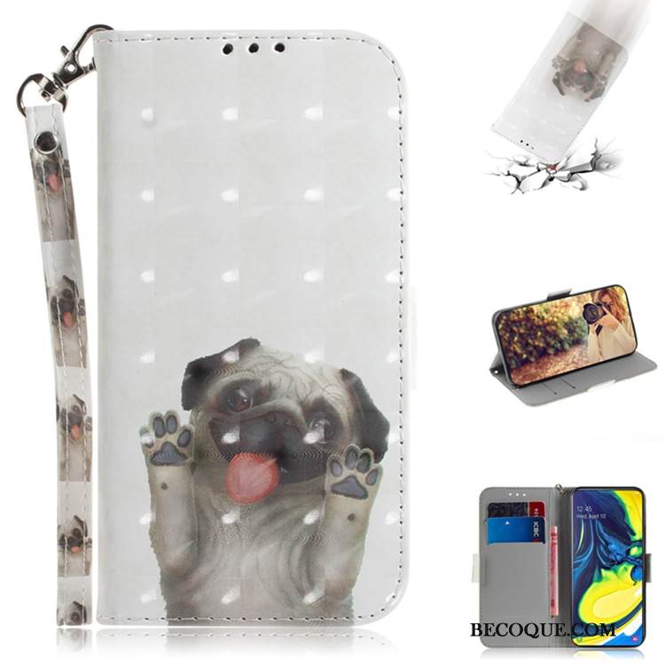 Kuori Samsung Galaxy A80 Nahka Puhelimen Kuoret Sininen, Kotelo Samsung Galaxy A80 Kuoret