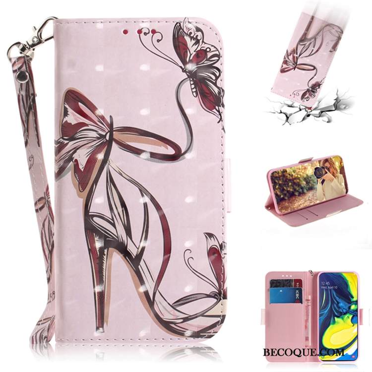 Kuori Samsung Galaxy A80 Nahka Puhelimen Kuoret Sininen, Kotelo Samsung Galaxy A80 Kuoret