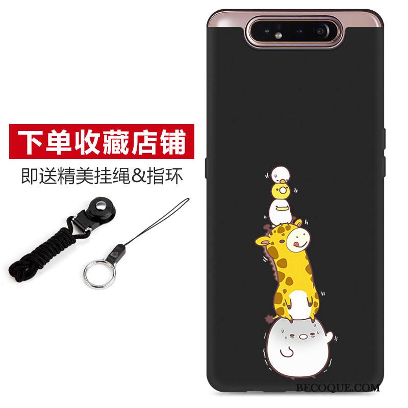 Kuori Samsung Galaxy A80 Sarjakuva Pesty Suede Musta, Kotelo Samsung Galaxy A80 Pehmeä Neste Puhelimen Kuoret Ihana