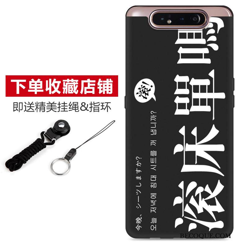 Kuori Samsung Galaxy A80 Sarjakuva Pesty Suede Musta, Kotelo Samsung Galaxy A80 Pehmeä Neste Puhelimen Kuoret Ihana