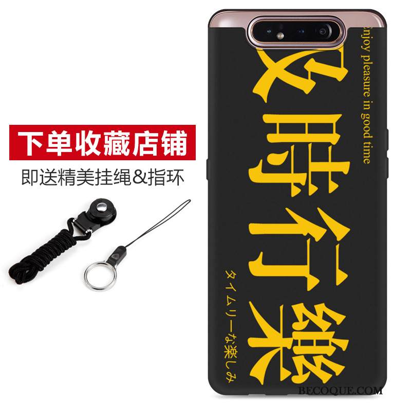 Kuori Samsung Galaxy A80 Sarjakuva Pesty Suede Musta, Kotelo Samsung Galaxy A80 Pehmeä Neste Puhelimen Kuoret Ihana