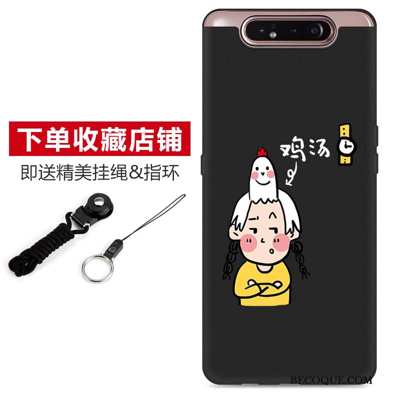 Kuori Samsung Galaxy A80 Sarjakuva Pesty Suede Musta, Kotelo Samsung Galaxy A80 Pehmeä Neste Puhelimen Kuoret Ihana