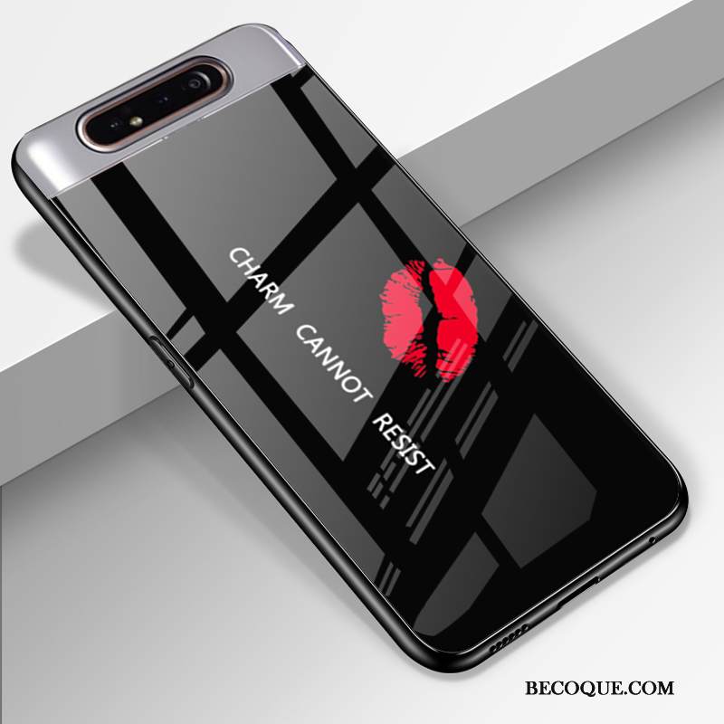 Kuori Samsung Galaxy A80 Silikoni Lasi Muokata, Kotelo Samsung Galaxy A80 Suojaus Yksinkertainen Murtumaton