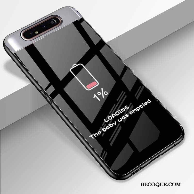 Kuori Samsung Galaxy A80 Silikoni Lasi Muokata, Kotelo Samsung Galaxy A80 Suojaus Yksinkertainen Murtumaton