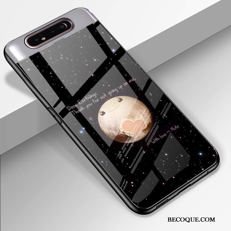 Kuori Samsung Galaxy A80 Silikoni Lasi Muokata, Kotelo Samsung Galaxy A80 Suojaus Yksinkertainen Murtumaton