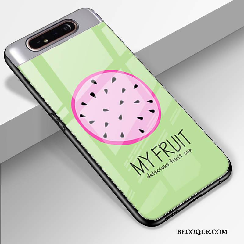 Kuori Samsung Galaxy A80 Suojaus Lasi Murtumaton, Kotelo Samsung Galaxy A80 Persoonallisuus Vihreä