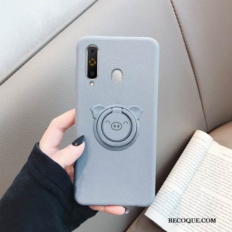 Kuori Samsung Galaxy A8s Laukut Persoonallisuus Pesty Suede, Kotelo Samsung Galaxy A8s Pehmeä Neste Musta Trendi