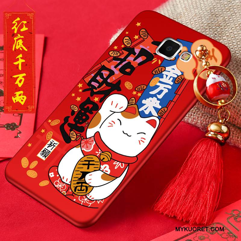 Kuori Samsung Galaxy A9 Silikoni Murtumaton Punainen, Kotelo Samsung Galaxy A9 Suojaus Kissa Rikkaus