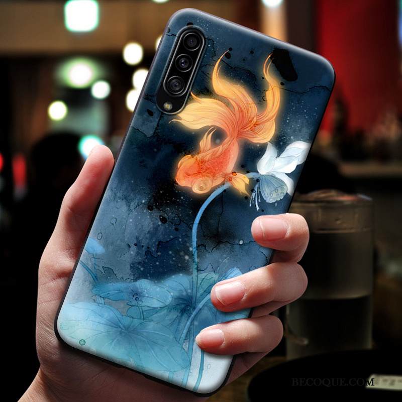 Kuori Samsung Galaxy A90 5g Kohokuviointi Murtumaton Sininen, Kotelo Samsung Galaxy A90 5g Suojaus Puhelimen Kuoret