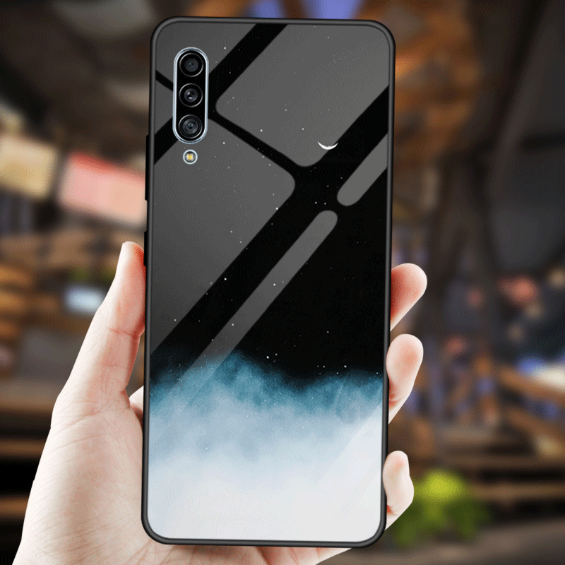 Kuori Samsung Galaxy A90 5g Suojaus Rakastunut Sininen, Kotelo Samsung Galaxy A90 5g Pehmeä Neste Karkaisu Tähtitaivas