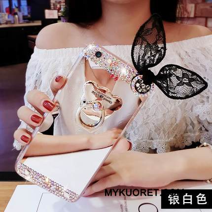 Kuori Samsung Galaxy J3 2015 Pehmeä Neste Peili Niitti, Kotelo Samsung Galaxy J3 2015 Laukut Jauhe Rengas