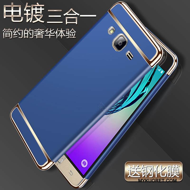 Kuori Samsung Galaxy J3 2016 Laukut Yksinkertainen Sininen, Kotelo Samsung Galaxy J3 2016 Suojaus Pesty Suede Kova