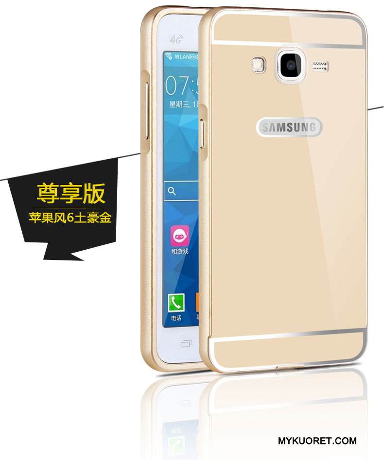 Kuori Samsung Galaxy J3 2016 Metalli Kehys Kulta, Kotelo Samsung Galaxy J3 2016 Suojaus Murtumaton Puhelimen Kuoret