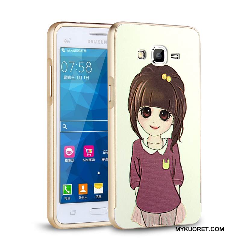 Kuori Samsung Galaxy J3 2016 Metalli Kehys Kulta, Kotelo Samsung Galaxy J3 2016 Suojaus Murtumaton Puhelimen Kuoret