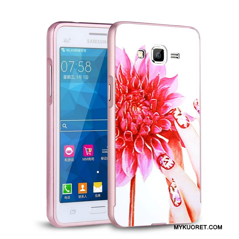 Kuori Samsung Galaxy J3 2016 Metalli Kehys Kulta, Kotelo Samsung Galaxy J3 2016 Suojaus Murtumaton Puhelimen Kuoret