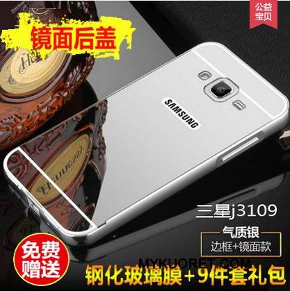 Kuori Samsung Galaxy J3 2016 Metalli Kehys Kulta, Kotelo Samsung Galaxy J3 2016 Suojaus Murtumaton Puhelimen Kuoret