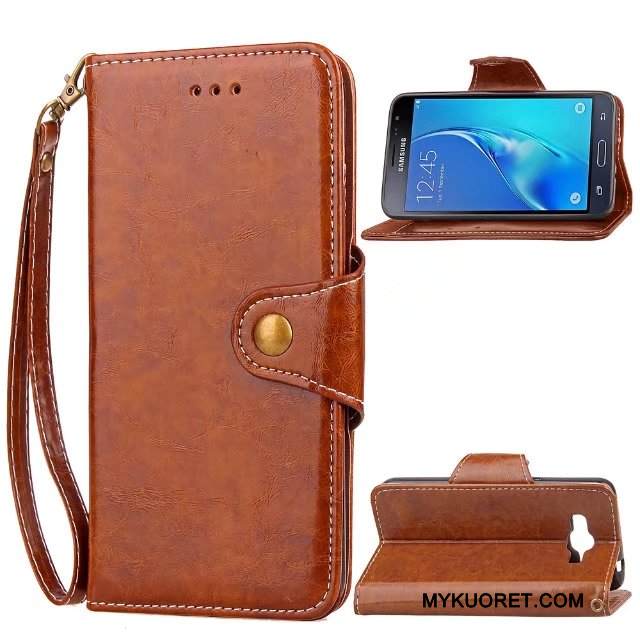 Kuori Samsung Galaxy J3 2016 Nahka Liiketoiminta Puhelimen Kuoret, Kotelo Samsung Galaxy J3 2016 Kuoret Murtumaton