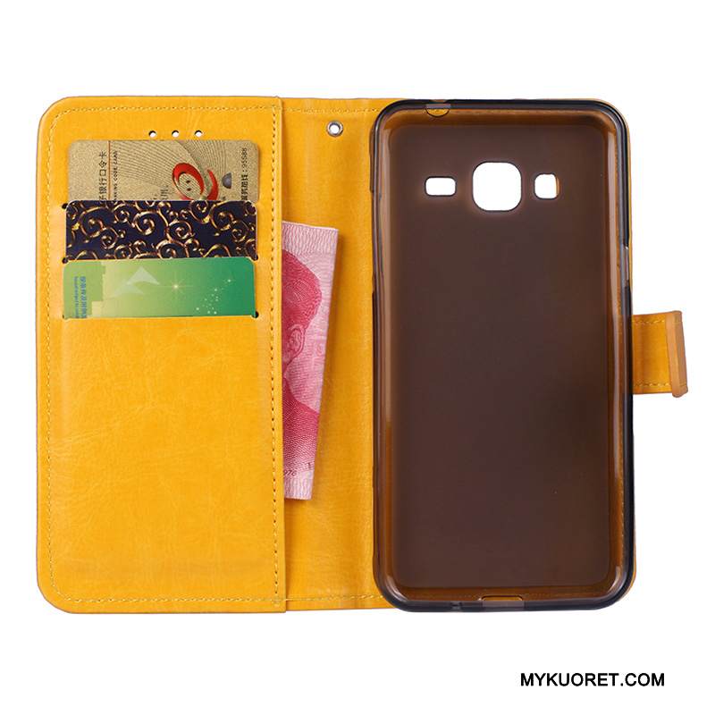 Kuori Samsung Galaxy J3 2016 Nahka Puhelimen Kuoret Sininen, Kotelo Samsung Galaxy J3 2016 Kuoret