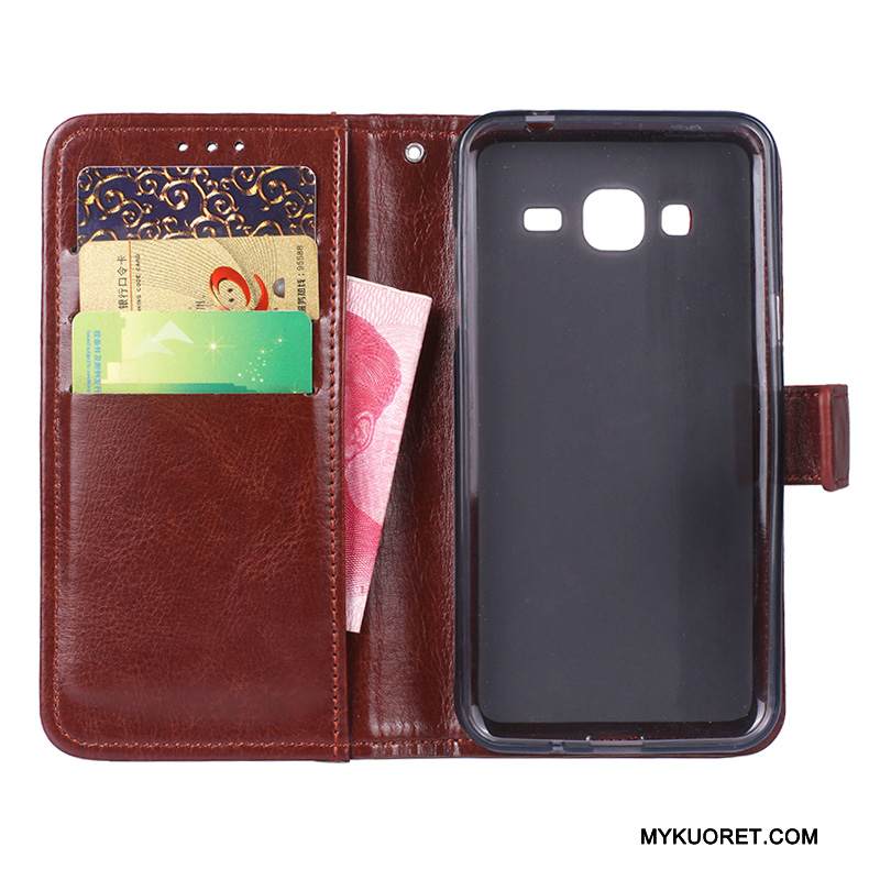 Kuori Samsung Galaxy J3 2016 Nahka Puhelimen Kuoret Sininen, Kotelo Samsung Galaxy J3 2016 Kuoret