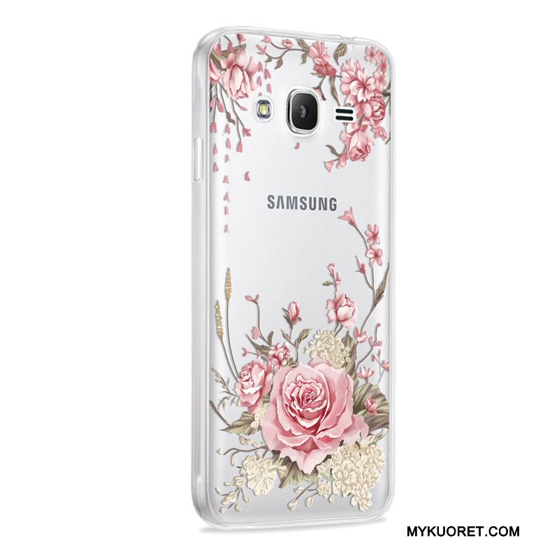 Kuori Samsung Galaxy J3 2016 Pehmeä Neste Puhelimen Kuoret Murtumaton, Kotelo Samsung Galaxy J3 2016 Suojaus Punainen