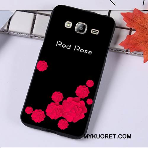 Kuori Samsung Galaxy J3 2016 Suojaus Puhelimen Kuoret Musta, Kotelo Samsung Galaxy J3 2016 Pehmeä Neste Jauhe Murtumaton